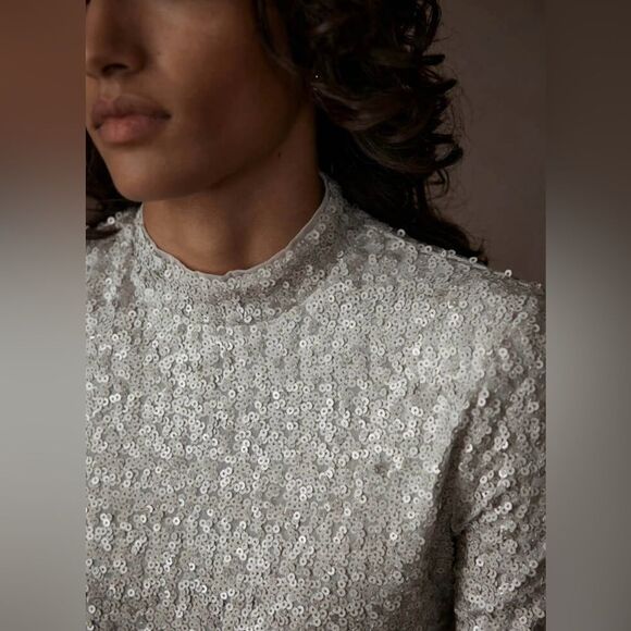 Mint Velvet Cream Sequin Polo Top size XL NWT in packaging - Picture 3 of 8